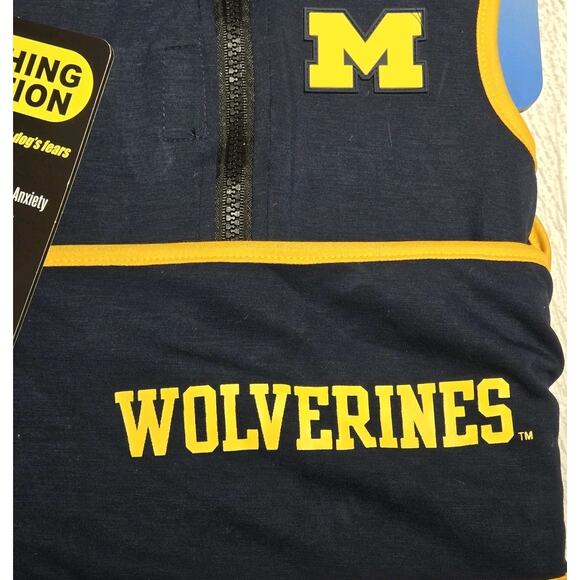 NCAA Michigan Wolverines Dog Anxiety Shirt Calming Soothing Vest MEDIUM Blue - Picture 2 of 7